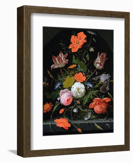 Still Life of Flowers in a Glass Vase-Abraham Mignon-Framed Giclee Print