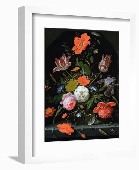 Still Life of Flowers in a Glass Vase-Abraham Mignon-Framed Giclee Print