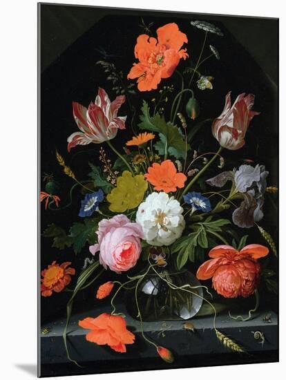Still Life of Flowers in a Glass Vase-Abraham Mignon-Mounted Giclee Print