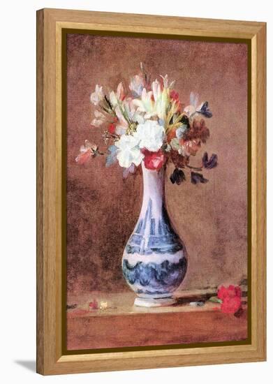 Still Life of Flowers in a Vase-Jean-Baptiste Simeon Chardin-Framed Stretched Canvas