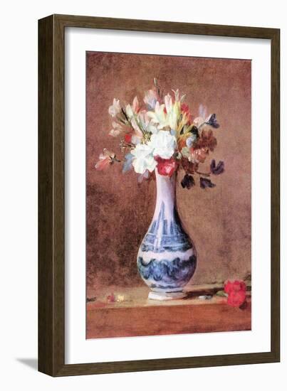 Still Life of Flowers in a Vase-Jean-Baptiste Simeon Chardin-Framed Art Print