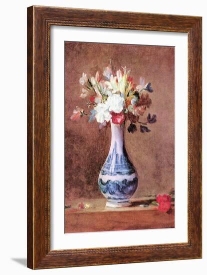 Still Life of Flowers in a Vase-Jean-Baptiste Simeon Chardin-Framed Art Print