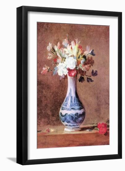 Still Life of Flowers in a Vase-Jean-Baptiste Simeon Chardin-Framed Art Print