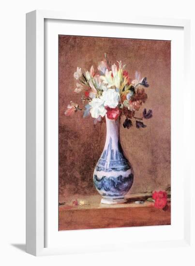 Still Life of Flowers in a Vase-Jean-Baptiste Simeon Chardin-Framed Art Print