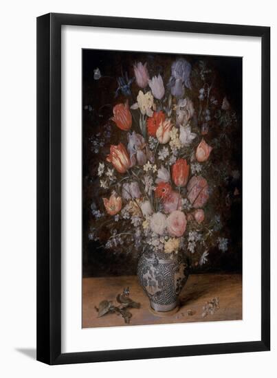 Still Life of Flowers in A Wooden Tub, 17Th Century (Oil on Canvas / Oil on Copper / Oil on Panel)-Jan the Younger Brueghel-Framed Giclee Print