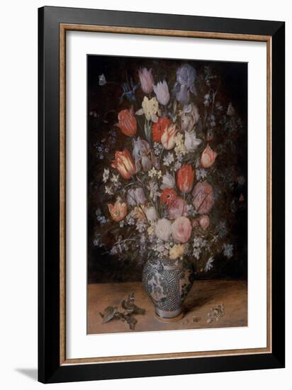 Still Life of Flowers in A Wooden Tub, 17Th Century (Oil on Canvas / Oil on Copper / Oil on Panel)-Jan the Younger Brueghel-Framed Giclee Print