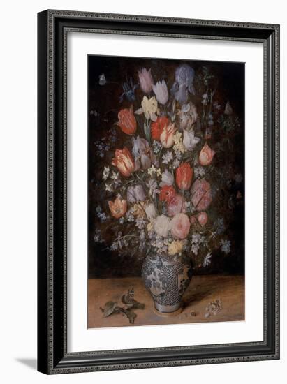 Still Life of Flowers in A Wooden Tub, 17Th Century (Oil on Canvas / Oil on Copper / Oil on Panel)-Jan the Younger Brueghel-Framed Giclee Print