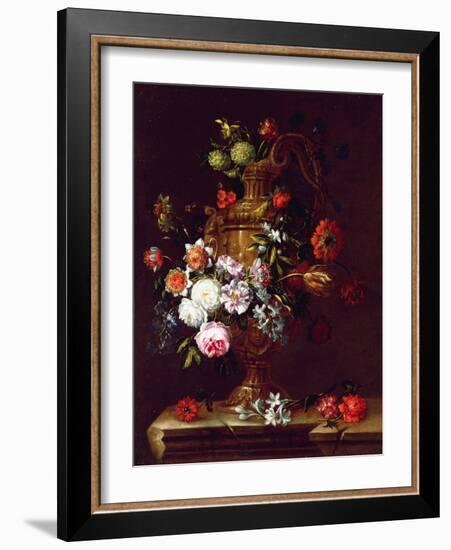 Still Life of flowers in an Urn, 17th century-Jean-Baptiste Monnoyer-Framed Giclee Print