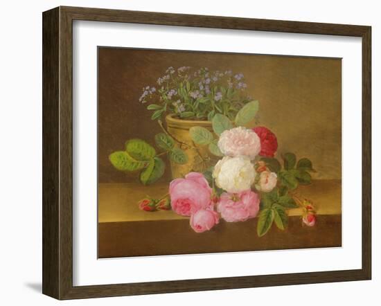 Still Life of Flowers (Oil on Canvas)-Johan Laurents Jensen-Framed Giclee Print