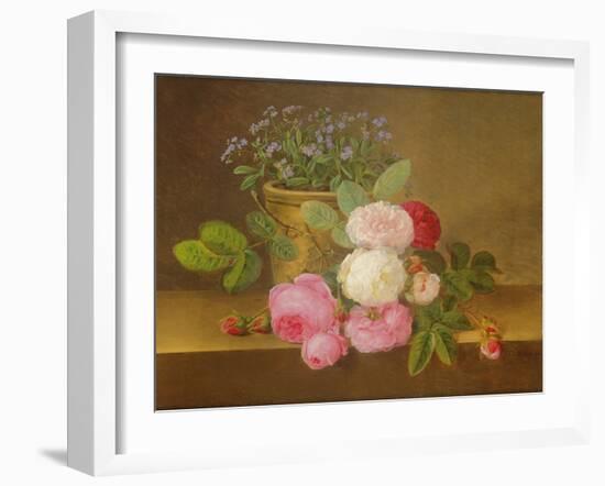 Still Life of Flowers (Oil on Canvas)-Johan Laurents Jensen-Framed Giclee Print