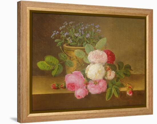 Still Life of Flowers (Oil on Canvas)-Johan Laurents Jensen-Framed Premier Image Canvas