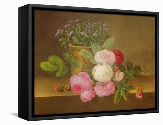 Still Life of Flowers (Oil on Canvas)-Johan Laurents Jensen-Framed Premier Image Canvas