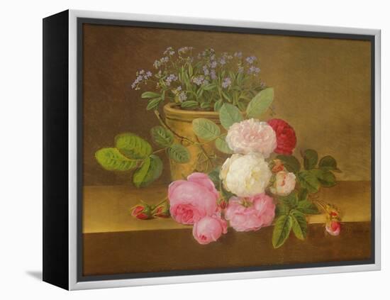 Still Life of Flowers (Oil on Canvas)-Johan Laurents Jensen-Framed Premier Image Canvas