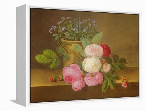 Still Life of Flowers (Oil on Canvas)-Johan Laurents Jensen-Framed Premier Image Canvas