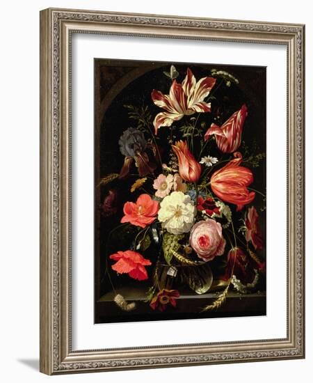 Still Life of Flowers on a Ledge-Abraham Mignon-Framed Giclee Print