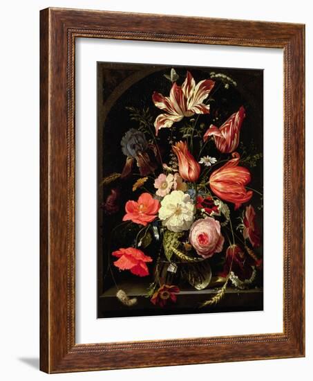 Still Life of Flowers on a Ledge-Abraham Mignon-Framed Giclee Print