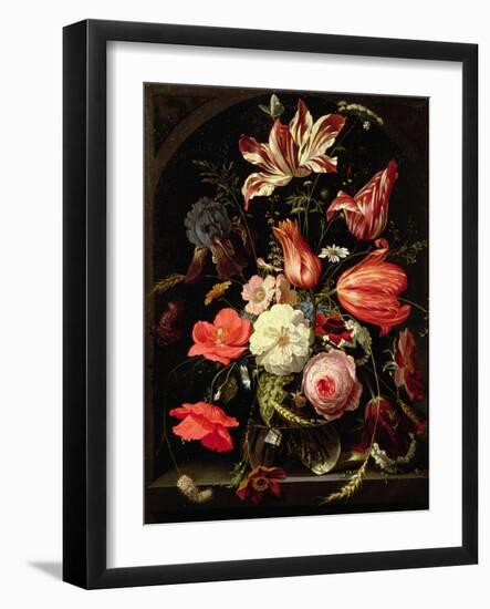 Still Life of Flowers on a Ledge-Abraham Mignon-Framed Giclee Print