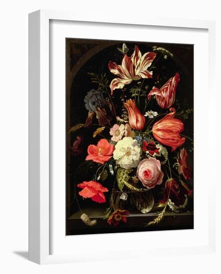 Still Life of Flowers on a Ledge-Abraham Mignon-Framed Giclee Print