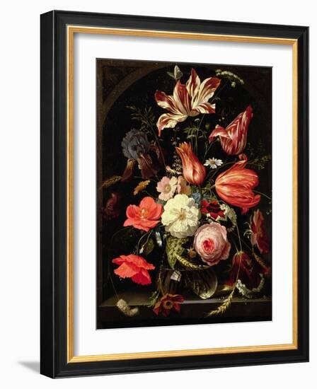 Still Life of Flowers on a Ledge-Abraham Mignon-Framed Giclee Print