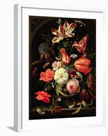 Still Life of Flowers on a Ledge-Abraham Mignon-Framed Giclee Print