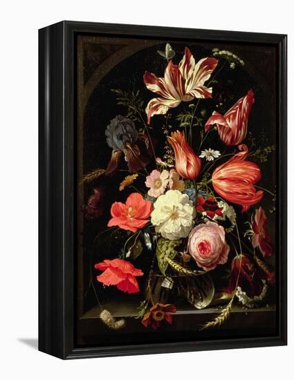 Still Life of Flowers on a Ledge-Abraham Mignon-Framed Premier Image Canvas