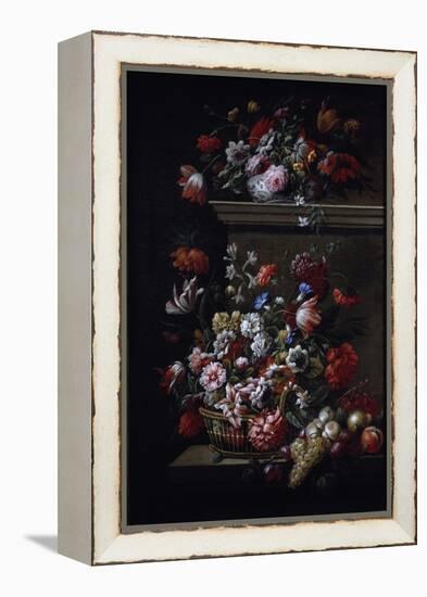 Still Life of Flowers-J-B Monnoyer and Jakob Bogdany-Framed Premier Image Canvas