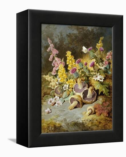 Still Life of Floxgloves, Mushrooms, Snapdragons, and Thistles-Thomas Worsey-Framed Premier Image Canvas