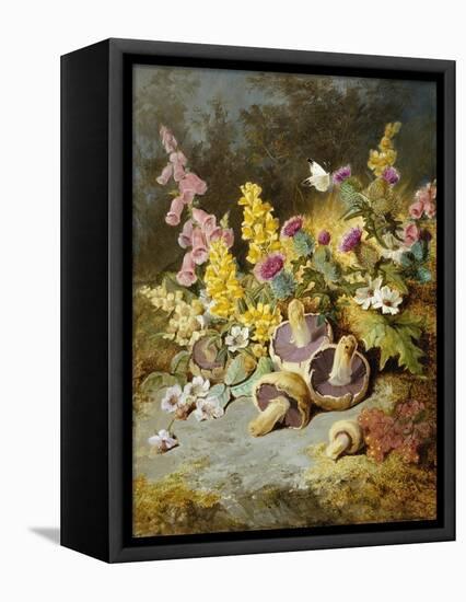 Still Life of Floxgloves, Mushrooms, Snapdragons, and Thistles-Thomas Worsey-Framed Premier Image Canvas