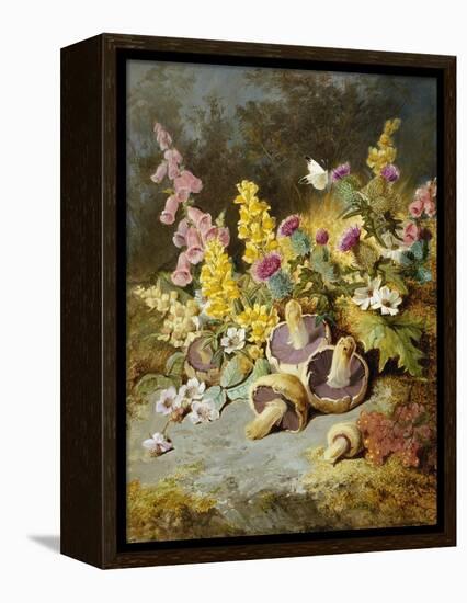 Still Life of Floxgloves, Mushrooms, Snapdragons, and Thistles-Thomas Worsey-Framed Premier Image Canvas