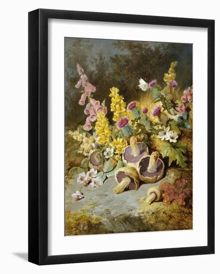 Still Life of Floxgloves, Mushrooms, Snapdragons, and Thistles-Thomas Worsey-Framed Giclee Print