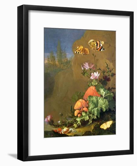 Still Life of Forest Floor with Flowers, Mushrooms and Snails-Elias Van Den Broeck-Framed Giclee Print