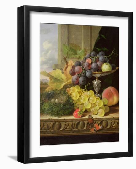 Still Life of Fruit, a Tazza and a Bird's Nest-Edward Ladell-Framed Giclee Print