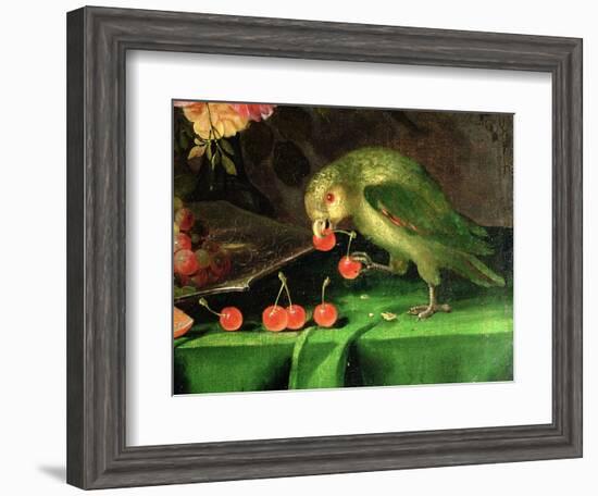 Still Life of Fruit and Flowers, Detail of a Parrot (Detail)-Jan Davidsz. de Heem-Framed Giclee Print