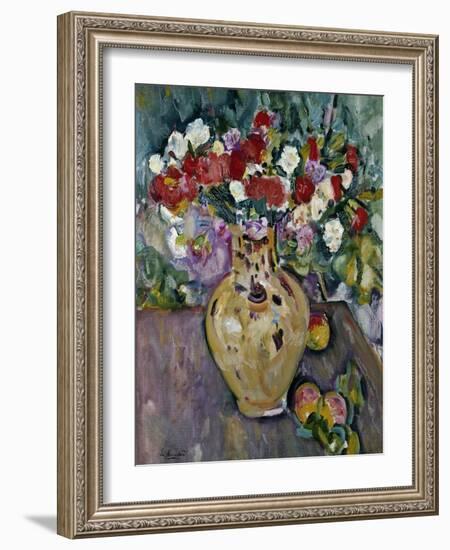 Still Life of Fruit and Flowers in a Vase-George Leslie Hunter-Framed Giclee Print