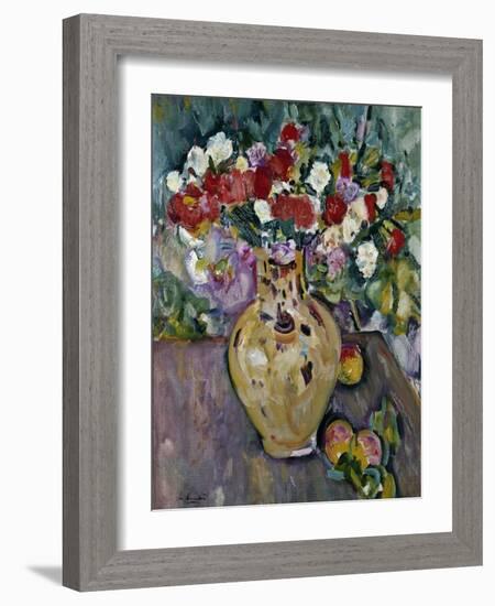 Still Life of Fruit and Flowers in a Vase-George Leslie Hunter-Framed Giclee Print
