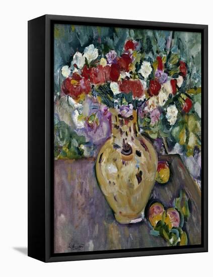 Still Life of Fruit and Flowers in a Vase-George Leslie Hunter-Framed Premier Image Canvas