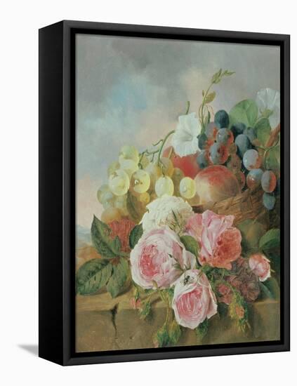Still Life of Fruit and Roses on a Ledge-Edward Ladell-Framed Premier Image Canvas