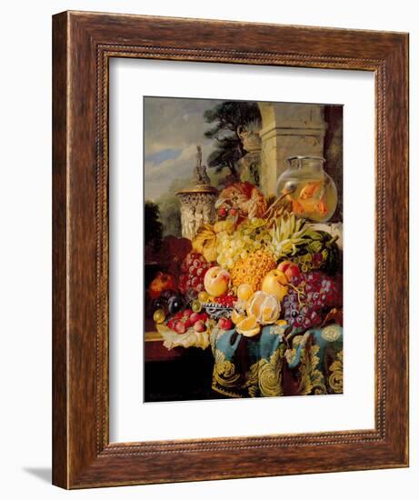 Still Life of Fruit on a Ledge with a Goldfish Bowl, 1876-William John Wainwright-Framed Giclee Print