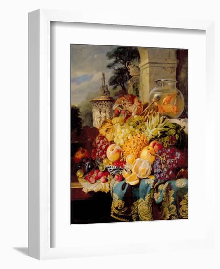 Still Life of Fruit on a Ledge with a Goldfish Bowl, 1876-William John Wainwright-Framed Giclee Print