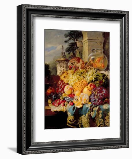 Still Life of Fruit on a Ledge with a Goldfish Bowl, 1876-William John Wainwright-Framed Giclee Print