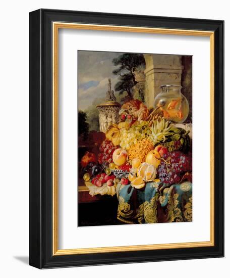 Still Life of Fruit on a Ledge with a Goldfish Bowl, 1876-William John Wainwright-Framed Giclee Print