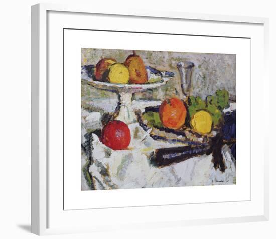 Still Life of Fruit on a White Tablecloth, 1921-George Leslie Hunter-Framed Premium Giclee Print
