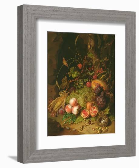 Still Life of Fruit with a Bird's Nest and Insects, 1710-Rachel Ruysch-Framed Giclee Print