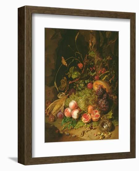 Still Life of Fruit with a Bird's Nest and Insects, 1710-Rachel Ruysch-Framed Giclee Print