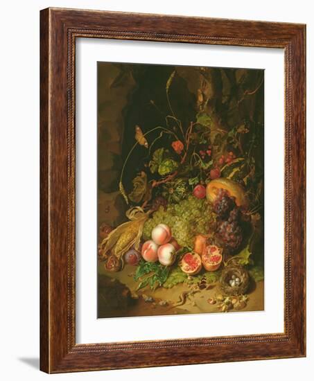 Still Life of Fruit with a Bird's Nest and Insects, 1710-Rachel Ruysch-Framed Giclee Print