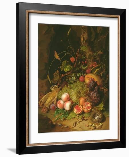 Still Life of Fruit with a Bird's Nest and Insects, 1710-Rachel Ruysch-Framed Giclee Print