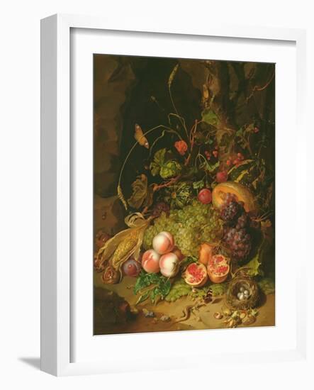 Still Life of Fruit with a Bird's Nest and Insects, 1710-Rachel Ruysch-Framed Giclee Print