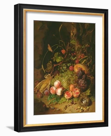 Still Life of Fruit with a Bird's Nest and Insects, 1710-Rachel Ruysch-Framed Giclee Print