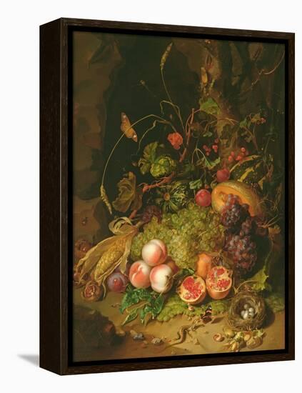 Still Life of Fruit with a Bird's Nest and Insects, 1710-Rachel Ruysch-Framed Premier Image Canvas