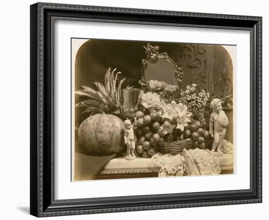 Still Life of Fruit with Mirror and Figurines, 1860-Roger Fenton-Framed Photographic Print